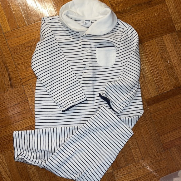 Janie and Jack white and navy stripe one piece size 18-24 months - Picture 3 of 5